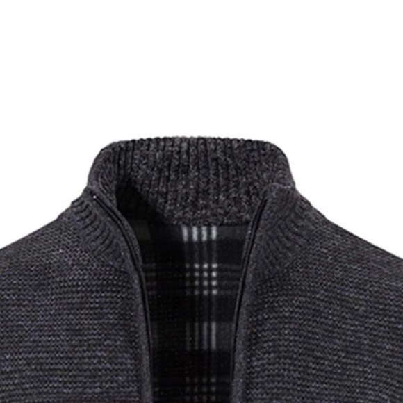 Black Mens Quilted Cardigan - Picture 7 of 7